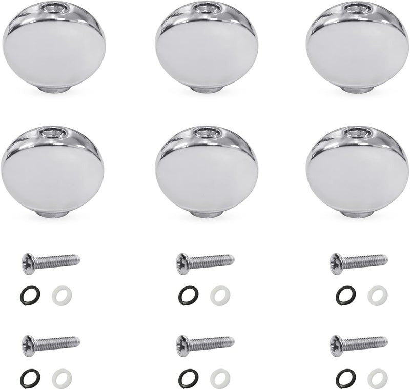 MAXCHEER 6PCS Metal Big Square Shape Guitar Tuning Peg Tuners Machine Head Replacemen Buttons knob Handle Tip (Chrome Oval) - Image 1
